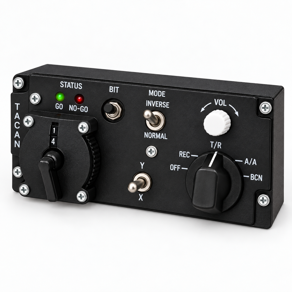 F-14 TACAN standalone panel clean product image with green GO LED